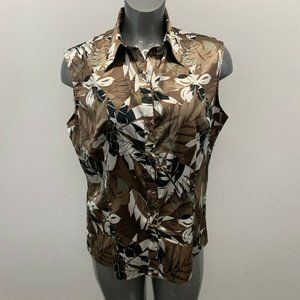 Jane Blue by Puli Women's sleevless blouse XL Brow